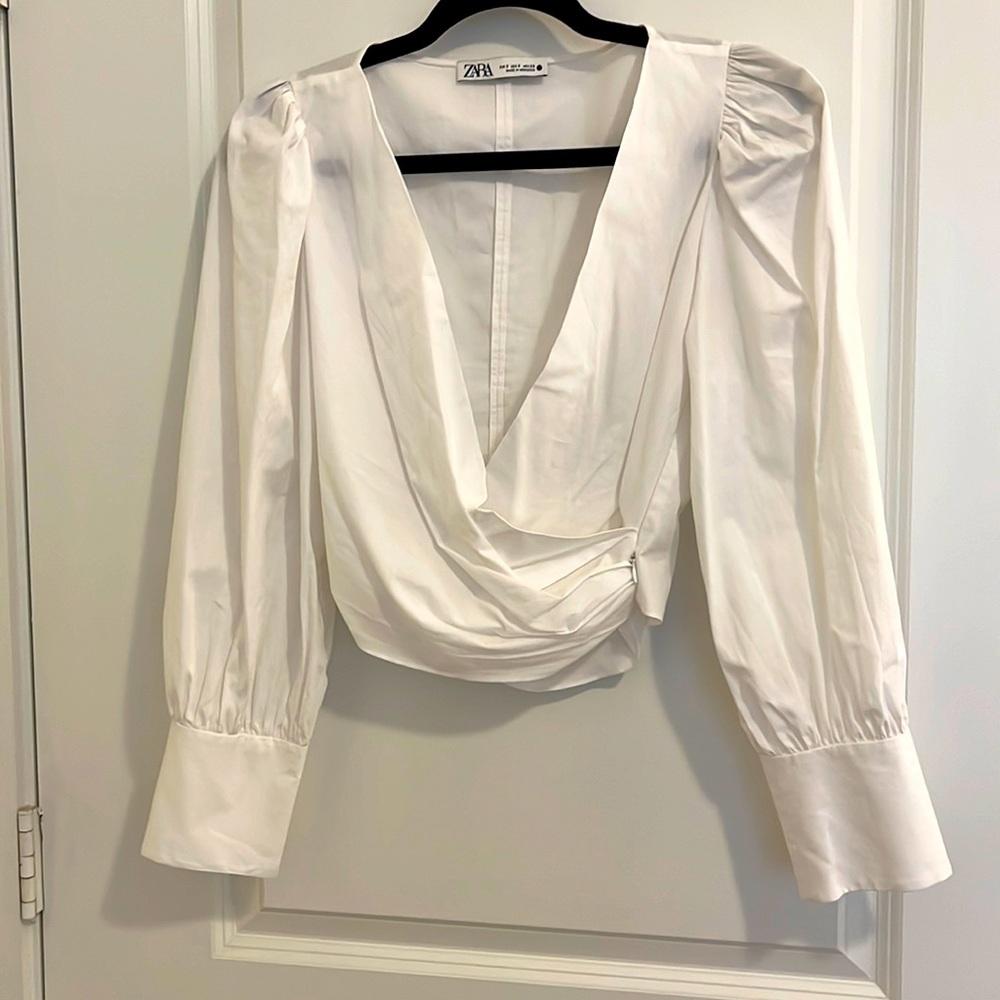 Wrap, Long-Sleeve Crop Top